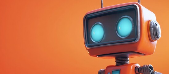 Poster - 3D illustration of a toy character resembling a TV robot