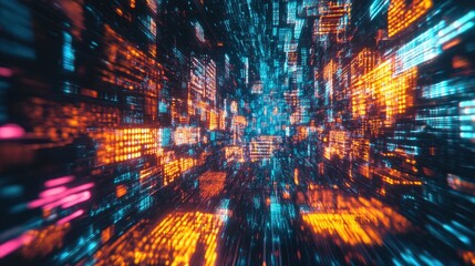Fototapete - 3D rendering of abstract text featuring screen effects that depict technological malfunctions Striking display glitches with diverse types of visual disruption