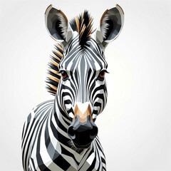 Sticker - Zebra head geometric low poly on plain white background