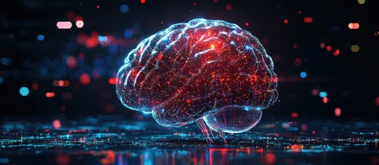 Poster - Abstract concept of an AI brain illustrating the functionality of artificial intelligence and its futuristic digital applications