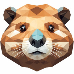 Wall Mural - Beaver head geometric low poly on plain white background