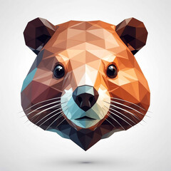 Canvas Print - Beaver head geometric low poly on plain white background