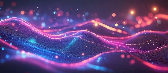 Poster - Geometric abstract background showcasing big data visualization Futuristic infographic design featuring connected lines dots and wave flow elements representing information complexity