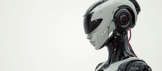 Poster - 3D representation of a female robotic figure set against a white backdrop