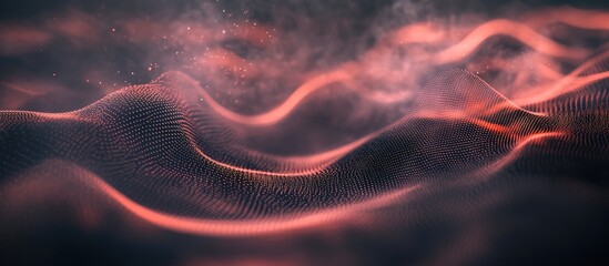Poster - Dynamic wave of particles Futuristic dust wave in an abstract background 3D rendering showcasing motion and fluidity