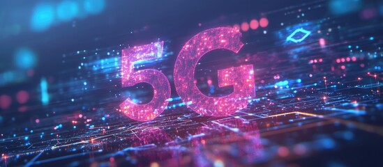 Poster - 5G technology concept featuring global connectivity IoT and telecommunication illustrated in 3D