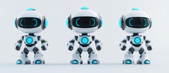 Poster - Cartoon robot character isolated on a white background suitable for collages clipart and photobashing featuring 3D rendered illustration