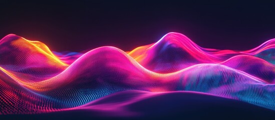 Wall Mural - Vibrant neon waves illuminated against a dark background