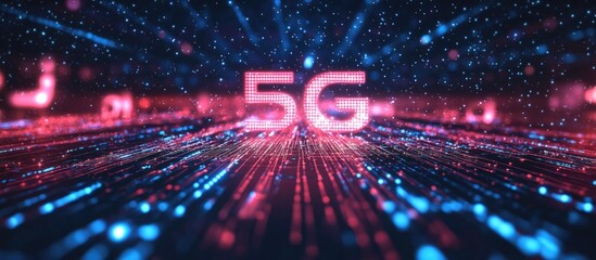 Poster - 3D rendering of a fast and efficient 5G network connection