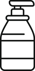 Poster - simple black and white icon of a plastic cosmetic bottle with a dispenser pump, useful for beauty pr