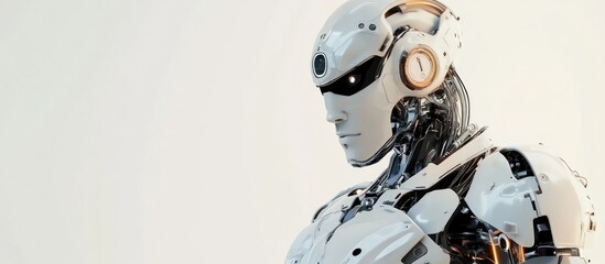 Poster - 3D rendering of an isolated male robot against a white backdrop