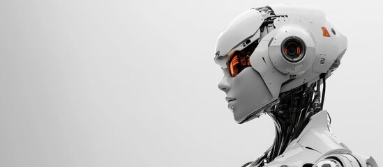 Poster - 3D rendering of a woman shaped robot on a plain white background