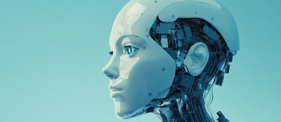 Poster - Conceptual illustration of artificial intelligence depicted against a blue backdrop