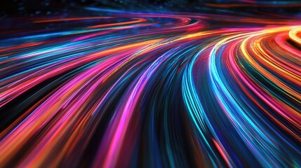 Poster - Vibrant light trails created through long exposure photography featuring abstract luminous lines and a dynamic motion effect