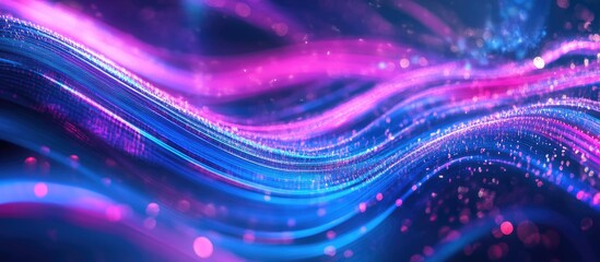 Fototapete - Abstract digital background featuring dynamic blue and purple lines in motion conveying a high tech concept for business technology