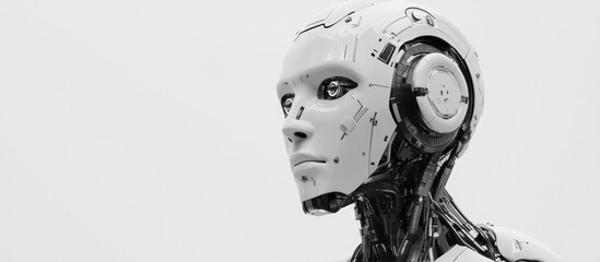 Poster - 3D rendered male robot on a white background