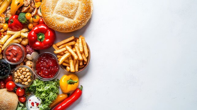 create a flyer for food addiction, white background,