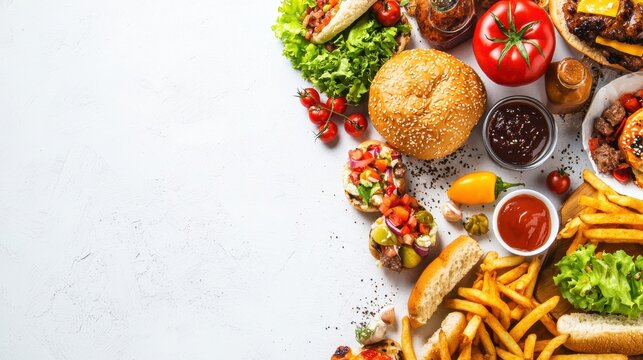 create a flyer for food addiction, white background,