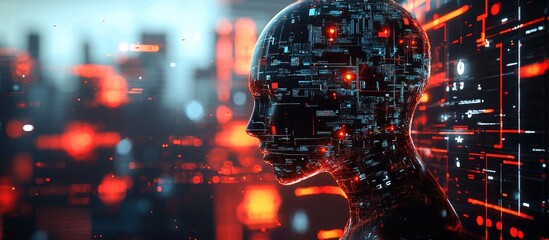 Aufkleber - Conceptual Illustration of Artificial Intelligence depicting a futuristic technology backdrop