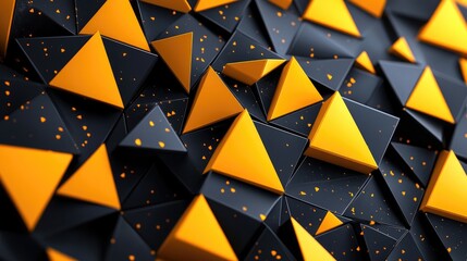 Poster - Abstract gradient background featuring yellow and black triangles in a modern 3D design Suitable for wallpaper use