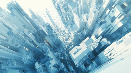 Aufkleber - Abstract 3D rendering of geometric shapes featuring a unique perspective of an imaginative space or cityscape