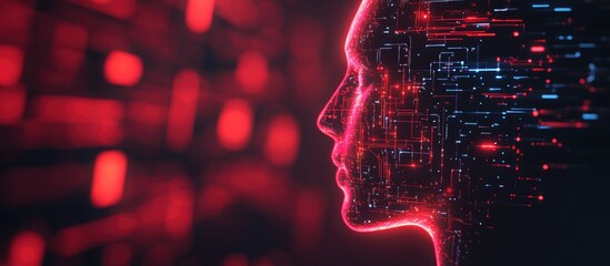 Poster - A human head integrated with circuits symbolizing the concept of artificial intelligence