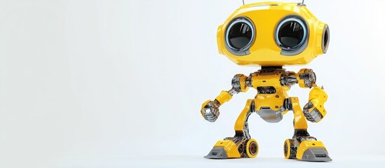 Poster - Playful little robot on a white background ready to add a touch of creativity to your projects 3D illustration
