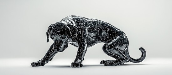 Aufkleber - Crouching dog representing cyber security against a white background 3D illustration