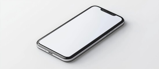 Poster - Mobile smartphone with a blank display isolated against a white backdrop 3D rendering