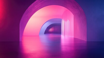 Poster - futuristic minimalist interior featuring a gradient colored sculpture architectural backdrop with a 