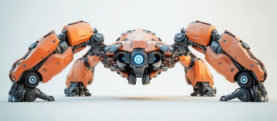 Poster - Futuristic mega robot on a white background designed to add excitement to your projects featuring vibrant 3D illustration