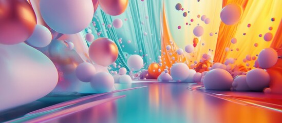 Poster - 3D rendered illustration showcasing a futuristic concept with vibrant colors and unique shapes