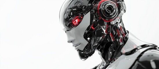 Poster - 3D rendering of a male robotic figure against a white backdrop