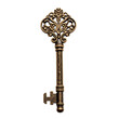 © Bismillah - Antique ornate brass key isolated on black background