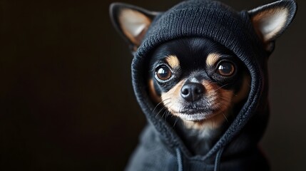 Wall Mural - surreal chihuahua dog wearing emo outfit in studio lighting with paint background