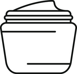 Poster - Line drawing of an open cosmetic cream jar with some cream at the top