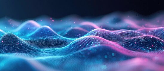 Poster - Blue wave light gradient texture background Abstract digital backdrop featuring AI technology and big data 3D rendering