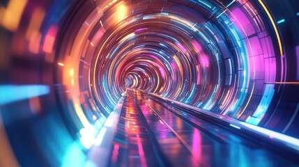 Poster - Vibrant Colorful Circular Tunnel Background Illustration