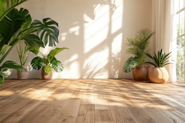 Wall Mural - A serene indoor space with plants and natural light creating a calming atmosphere.