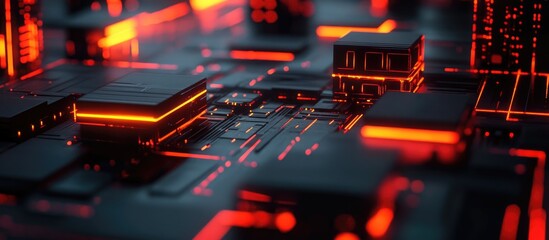 Aufkleber - Futuristic 3D design featuring a sleek aesthetic on a dark background