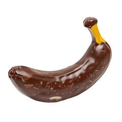 Wall Mural - Front view of a chocolate banana figurine isolated on a white transparent background