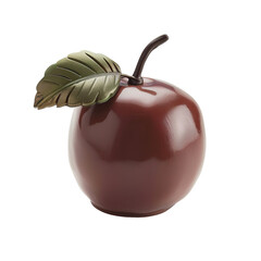 Wall Mural - Front view of a chocolate apple figurine isolated on a white transparent background