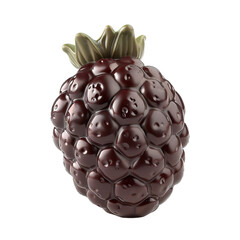 Wall Mural - Front view of a chocolate blackberry figurine isolated on a white transparent background