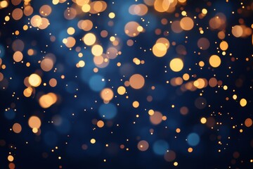 holiday illumination and decoration concept - christmas garland bokeh lights over dark blue background