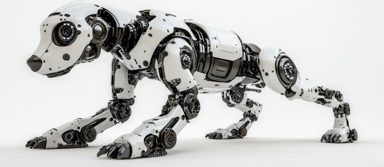 Poster - A robotic guard dog serves as a unique security solution set against a white background adding a playful touch to your creative projects 3D illustration