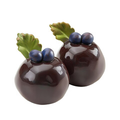 Wall Mural - Front view of a chocolate blueberry figurine isolated on a white transparent background