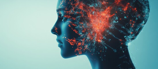 Poster - Double exposure featuring a technological theme and computer graphics Represents the concept of innovation