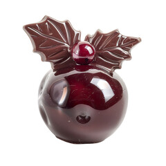 Wall Mural - Front view of a chocolate cranberry figurine isolated on a white transparent background