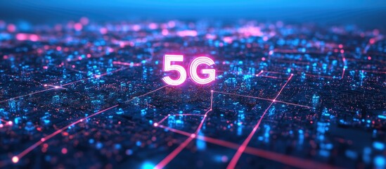 Poster - 5G internet connection technology concept Global community and networking Smart city infrastructure Mobile data and connectivity advancements