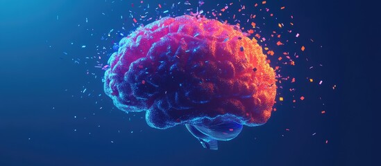 Aufkleber - Abstract 3D illustration of a digital human brain generating vibrant ideas showcasing the intersection of technology and science